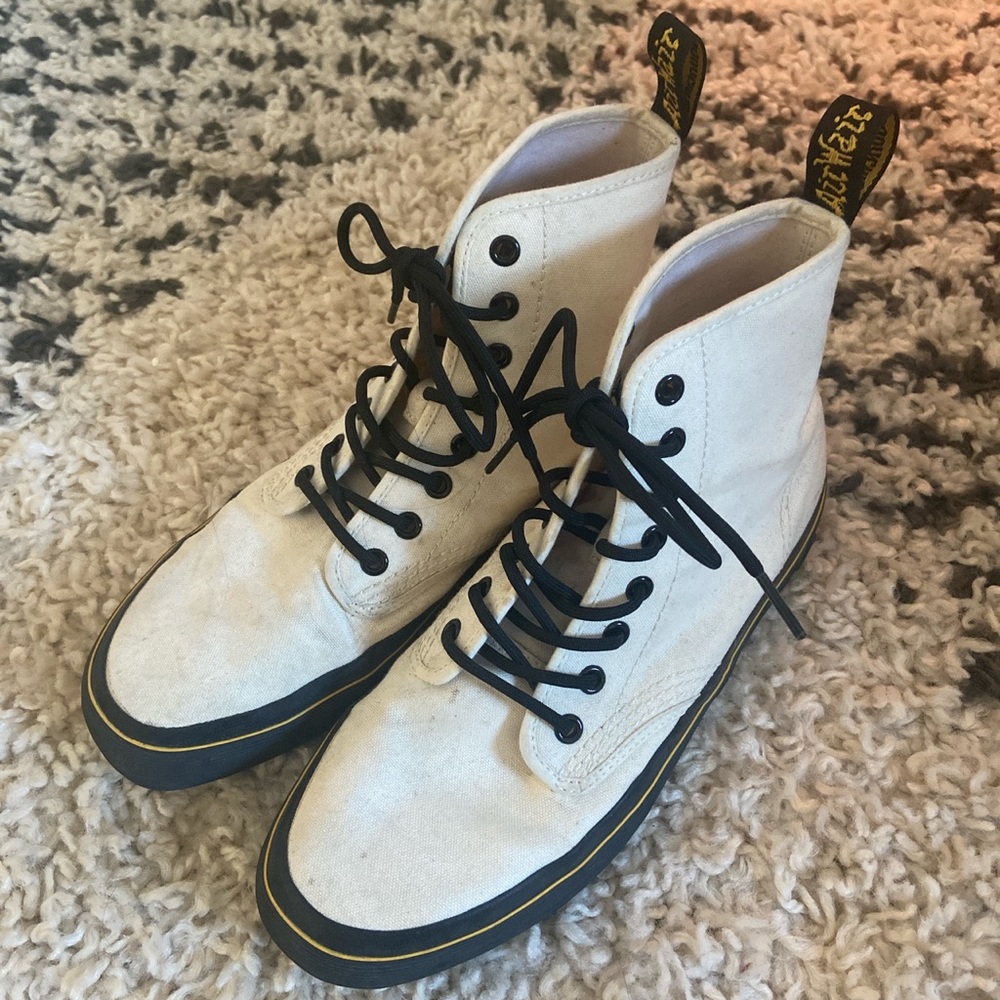 Dr Martens white canvas sneaker boot